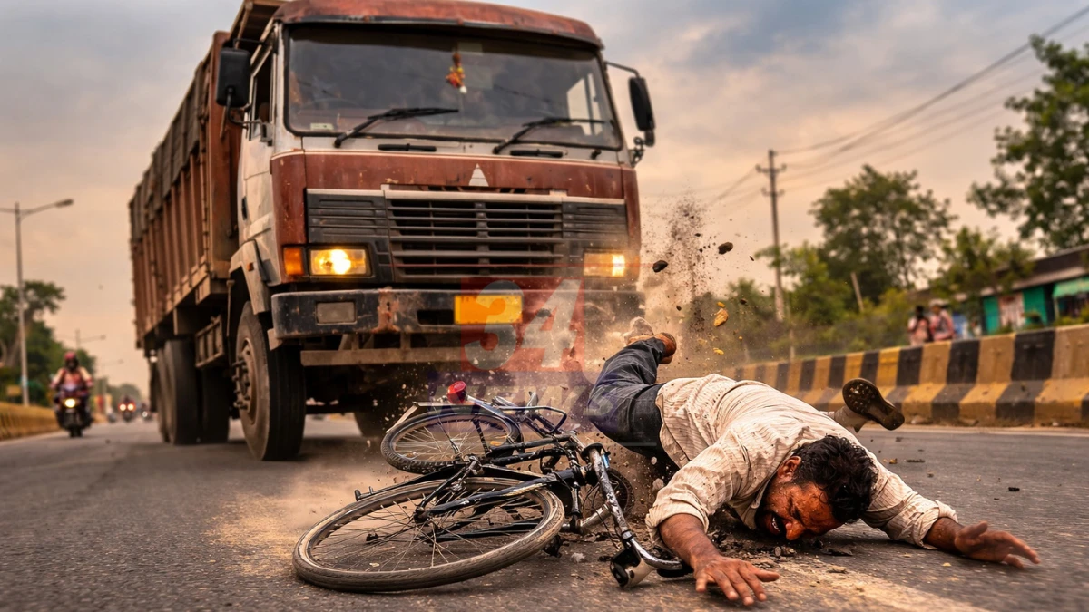 Truck Accident । चंद्रपुरात सायकलने कामावर जाणाऱ्या व्यक्तीचा ट्रकखाली चिरडून मृत्यू