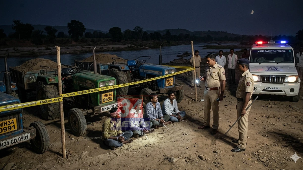 Illegal Sand । चिखलधोकडा नदीकाठी पोलिसांची झडती; ३ ट्रॅक्टर ताब्यात, आरोपींची नावे समोर!
