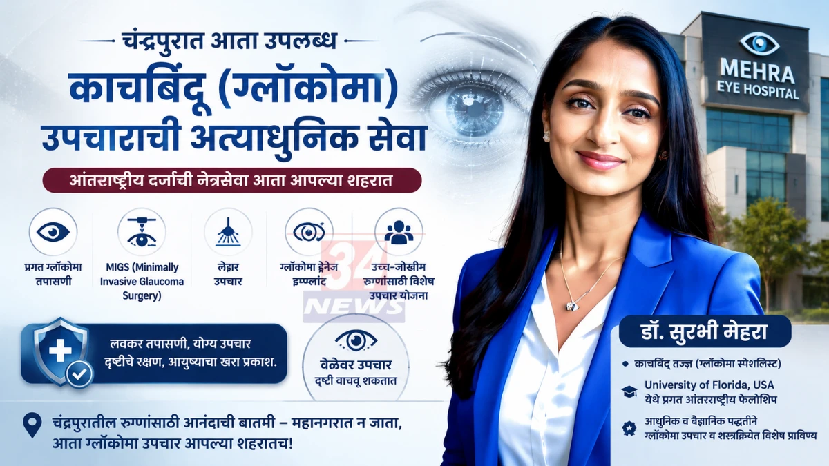 चंद्रपूर मेहरा आय हॉस्पिटलमध्ये डॉ. सुरभी मेहरा यांच्याकडून Glaucoma Treatment Chandrapur - MIGS व लेझर उपचार सुविधा