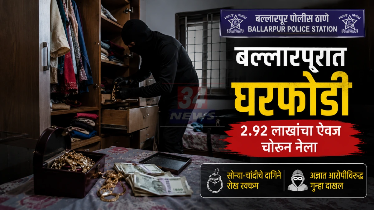 बल्लारपूर गौरक्षण वार्डात घरफोडी झालेल्या घराबाहेर पोलीस तपास | Ballarpur House Burglary
