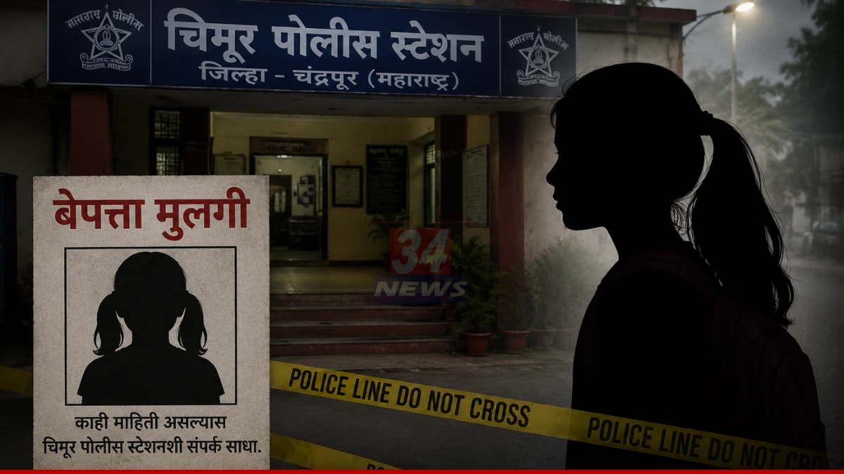 चिमूर तालुक्यात दहावी पास झालेली 15 वर्षीय मुलगी 22 मे रोजी बेपत्ता झाल्याने आईने चिमूर पोलीस ठाण्यात तक्रार दाखल केली